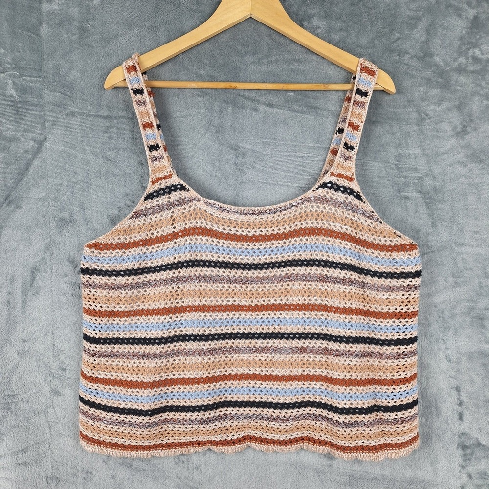 Womens Crochet Top 2X Crochet‎ Knit Boho Hippie Indie Beach Earthy Festival Tank